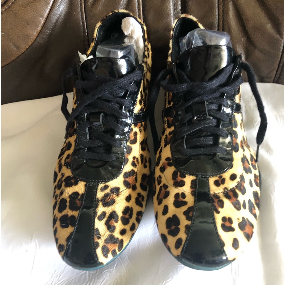 NEW Cole Haan  Nike Air women’s leopard print fur lace up sneakers, size 9 1/2 B